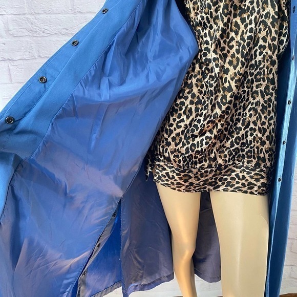 80s Vintage Trench Coat Size L Blue - Picture 8 of 10